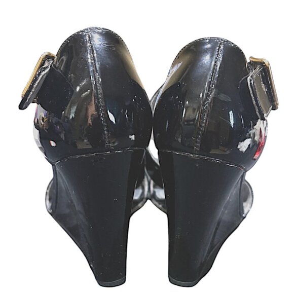 Stuart Weitzman Lineone Black Patent Leather Wedge Size 7 - Picture 3 of 10